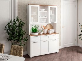 Буфет Катерини (дуб бельмунд/белое дерево) в Криводановке - krivodanovka.mebel-nsk.ru | фото