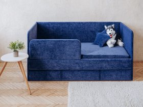 Диван-кровать Happy (синий) в Криводановке - krivodanovka.mebel-nsk.ru | фото