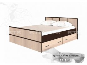 Кровать двуспальная с ящиками 1,4м Сакура (BTS) в Криводановке - krivodanovka.mebel-nsk.ru | фото