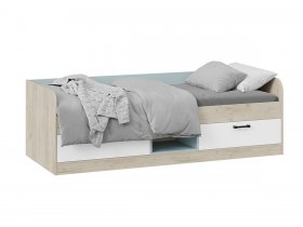 Кровать комбинированная «Оливер» Тип 1 401.003.000 (дуб крафт серый/белый/серо-голубой) в Криводановке - krivodanovka.mebel-nsk.ru | фото