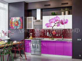 Кухонный гарнитур Орхидея (фиолетовый) в Криводановке - krivodanovka.mebel-nsk.ru | фото