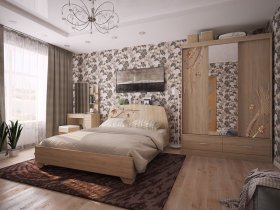 Модульная спальня Виктория-1 (дуб сонома) в Криводановке - krivodanovka.mebel-nsk.ru | фото