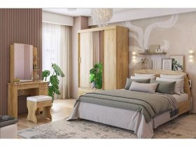 Модульная спальня Виктория-1 (дуб крафт золотой) в Криводановке - krivodanovka.mebel-nsk.ru | фото