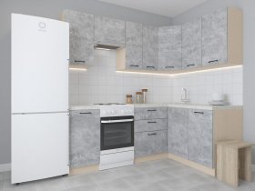 Модульная угловая кухня 1,4м*2,1м Лада (цемент) в Криводановке - krivodanovka.mebel-nsk.ru | фото