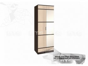 Шкаф двухстворчатый с зеркалом платяной-бельевой Сакура (BTS) в Криводановке - krivodanovka.mebel-nsk.ru | фото