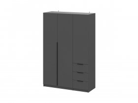 Шкаф трехстворчатый с ящиками ШК-22 (графит) в Криводановке - krivodanovka.mebel-nsk.ru | фото